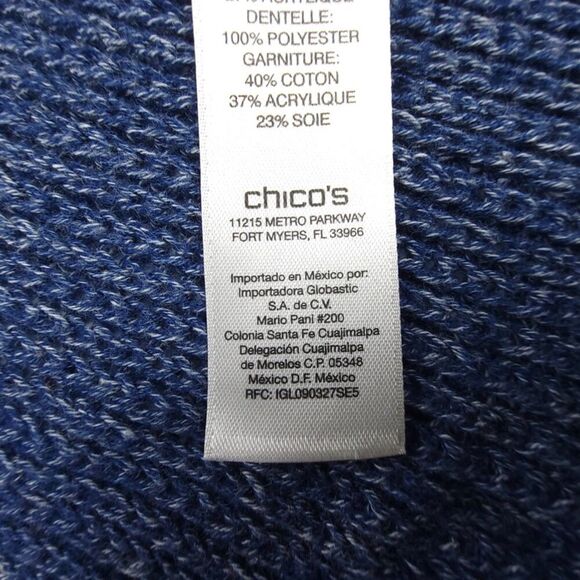 CHICOS Silk Patchwork Fringe Long Western Boho Blocked Lace Denalia Cardigan - Picture 7 of 8